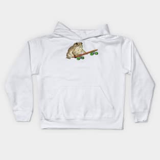 Frog on Skateboard Kids Hoodie